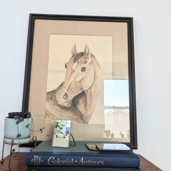 Vintage Watercolour Framed Horse Portrait